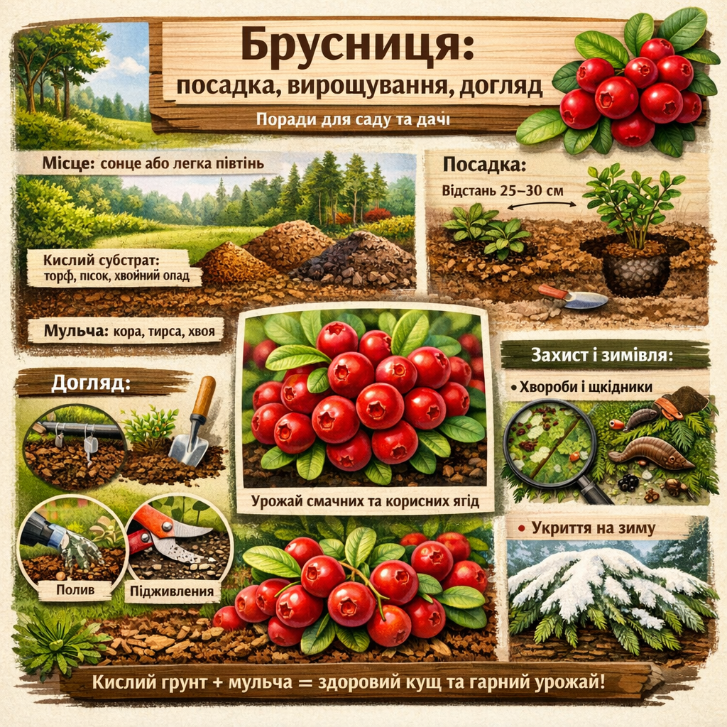 Брусника: посадка, выращивание, уход.