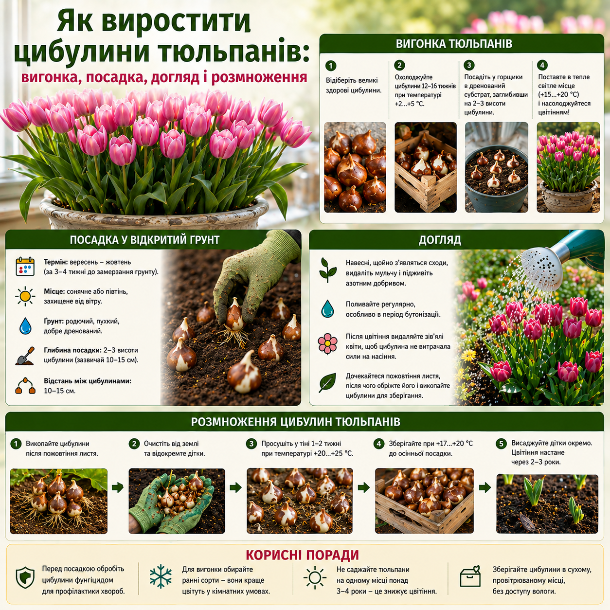 Как вырастить луковицы тюльпанов: выгонка посадка, уход и размножение.