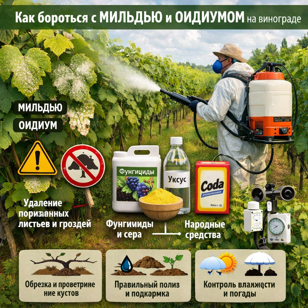 Как бороться с милдью и оидиумом на винограде