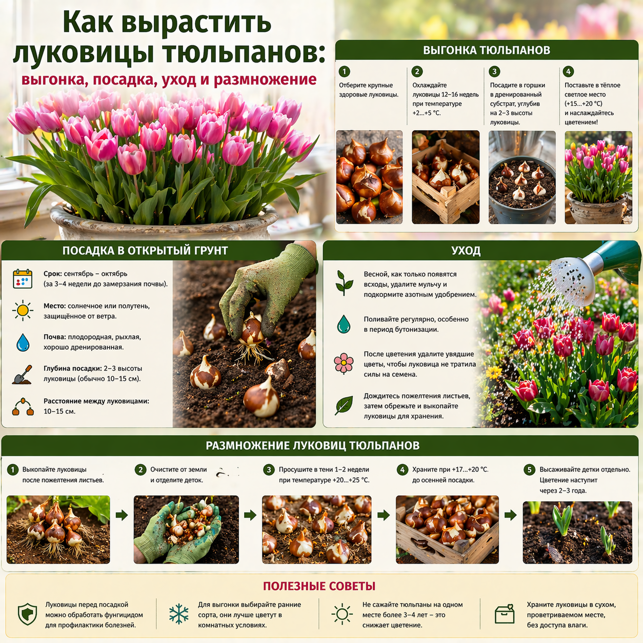 Как вырастить луковицы тюльпанов: выгонка посадка, уход и размножение.