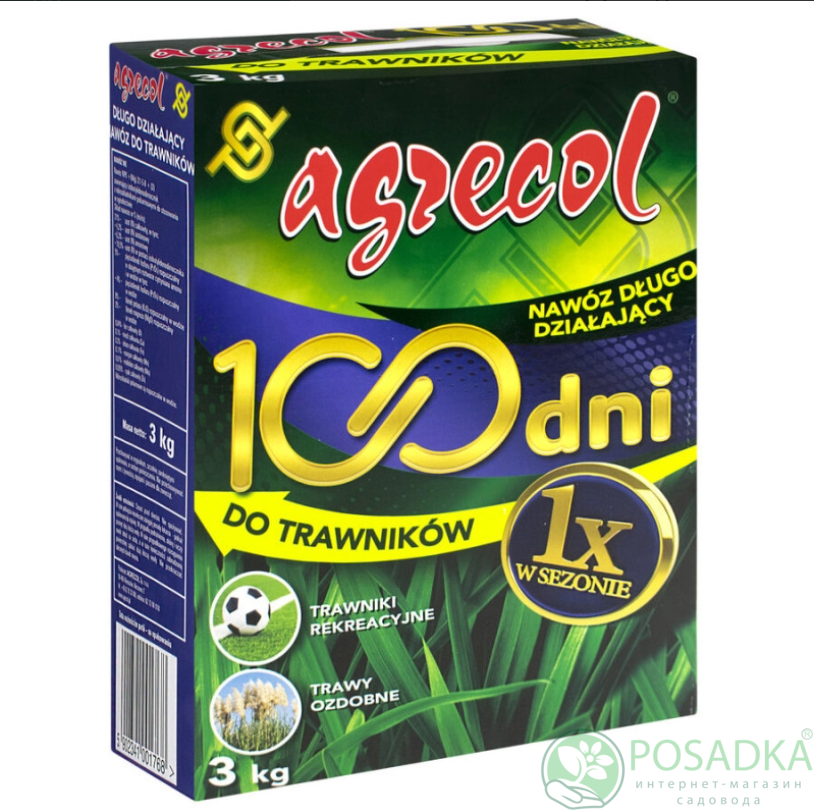 картинка Удобрение для газона 100 дней 21.5.8 3 кг Agrecol 