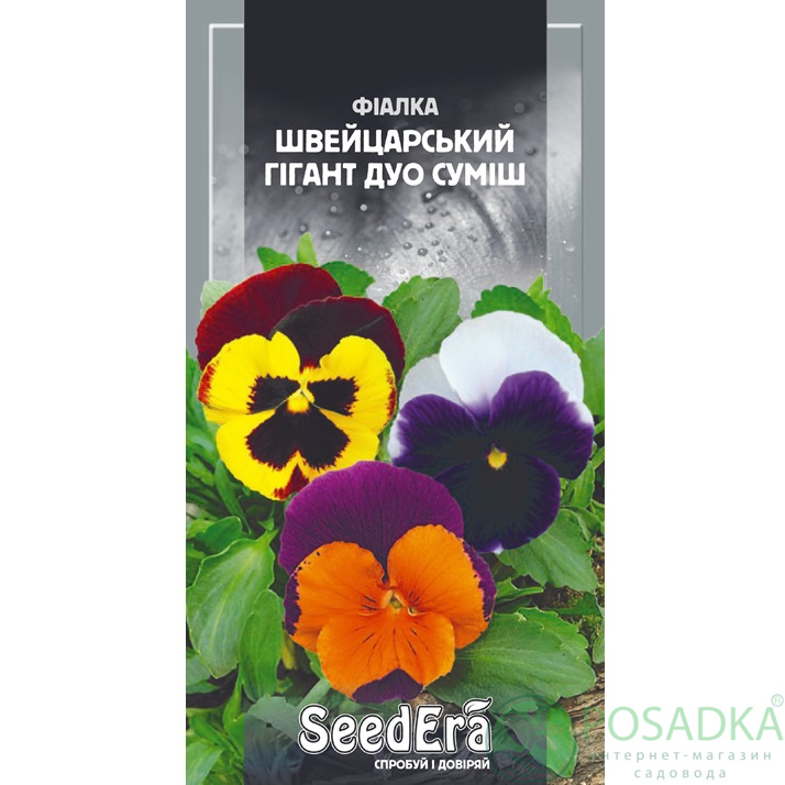 картинка Семена Фиалка Садовая Двулетняя Швейцарский Гигант Дуо Смесь 0,1г, Seedera 